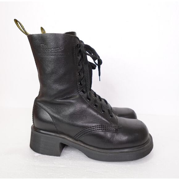 Vintage 90s MIE Dr. Martens Black 1420 Chunky
Square Toe 10 Eye Boot UK 6 US 8 - Picture 1 of 12
